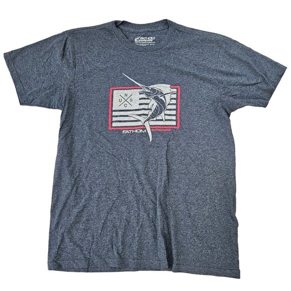 fathom offshore Other - Fathom Offshore Blue Marlin Cotton Blend T-Shirt Medium Fishing Flag Casual